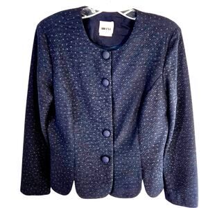 Leslie Fay Women's Blazer 12 Black Button Misses Size Large L Coat Jacket